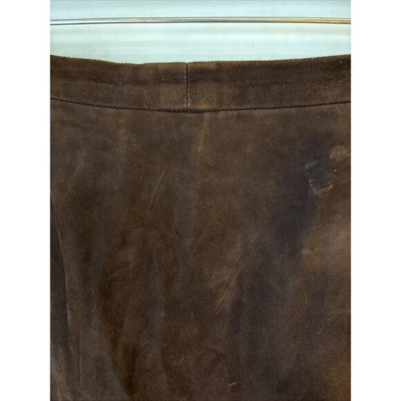 VTG douglas hannant Brown suede Skirt ruffle hem lined zipper sz 8 - Picture 7 of 10